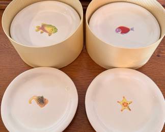 Collection of tapas plates with coastal designs