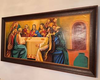 Large framed canvas Last Supper