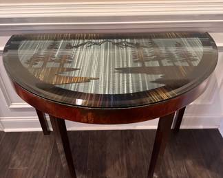 Metal hall table with glass top