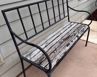 Metal and wood garden bench. LOT 18