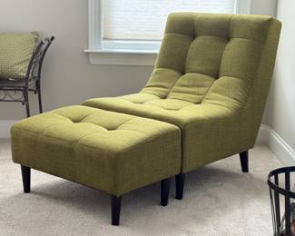 Chartreuse chaise chair and ottoman, contemporary style