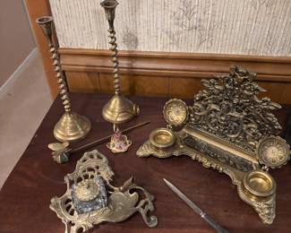 Antique Desk Inkwells