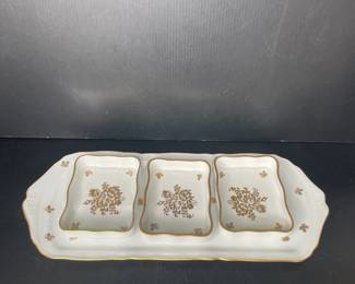 Handpainted tray set France vtg