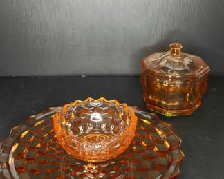 Pink depression glass vtg