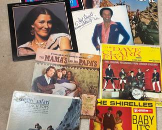 Vtg albums: Mama’s & Papas, Beach Boys, The Shirelles, Village People, Lou Rawls, Dave Clark Five & more