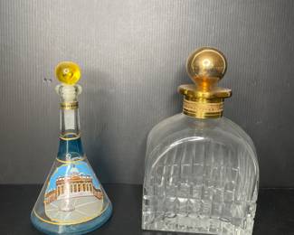 Vtg Rome handpainted decanter & crystal decantor