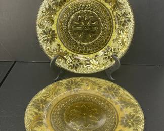 Yellow depression glass plates vintage