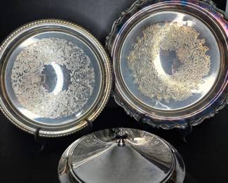 Silver plate platters vtg