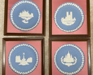 Framed Wedgwood plates vtg
