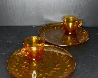 Vintage amber plate & saucer set