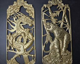 Brass wall plaques vtg