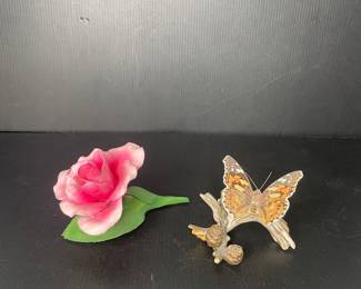 Fabor capodimonte flower & Goebel German butterfly vtg