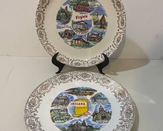 Virginia & Indiana state souvenir plates
