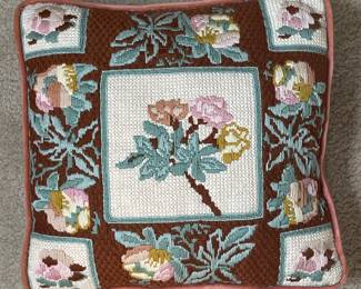 Needlepoint throw pillow