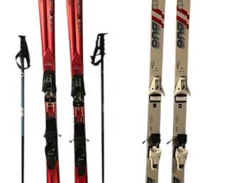Atomic Beta Carv X skis with bindings and ski poles, Blizzard DUO skis, & ski boots