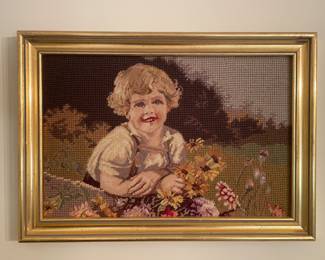 Vintage framed needlepoint