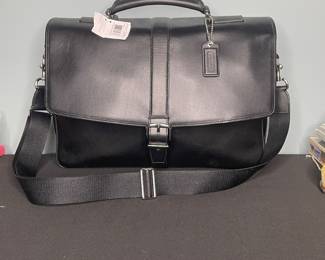 Coach leather flap briefcase new