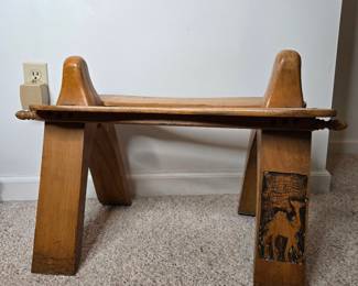 Vintage wood camel saddle stool