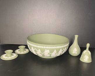 Wedgwood Jasperware Dancing Hours bowl & accessories