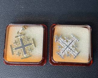 14k gold & Sterling pendants vtg