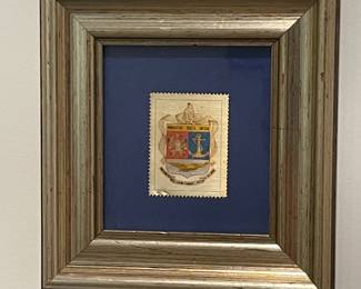 Vtg framed coat of arms art piece