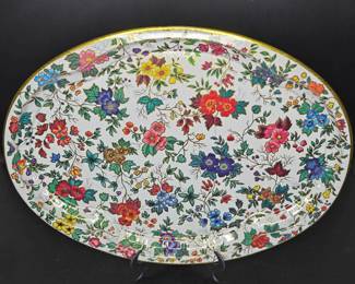 Enamel metal tray vtg