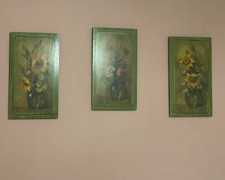Vintage wood painted wall hangings