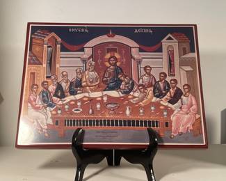 Last supper wood plaque vtg