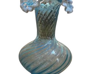 Fenton blue snow crest vase vtg