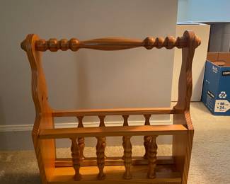 Vtg wood magazine rack