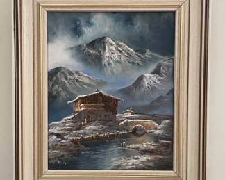 vintage framed oil painting signed E. Baghovi