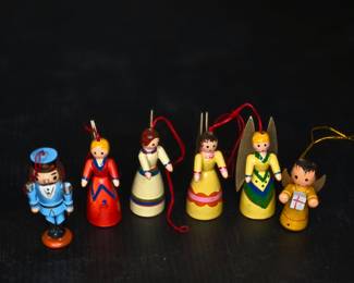 Wood mini ornaments Germany vtg