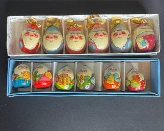 vintage Russian Christmas ornaments Santa eggs