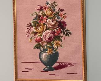 Floral needlepoint vintage