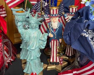 Uncle Sam & Statue of Liberty candleholders