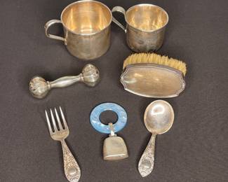 Sterling silver baby items vtg