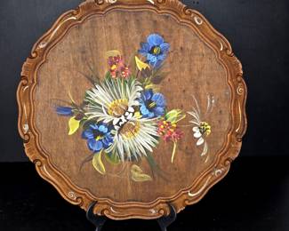 Painted wood tray vtg