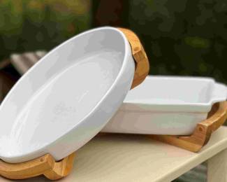 Casserole Dishes with Wood Bases