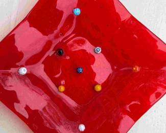 Small Red Glass Dish
