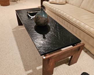 Adrian Pearsall slate top coffee table and matching side tables 