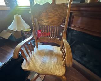 Vintage oak chair with casters