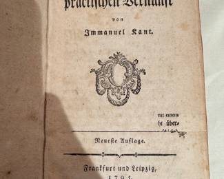 1795 edition, Immanuel Kant Critique of Practical Reason (Kritik der practischen Vernunft in German
