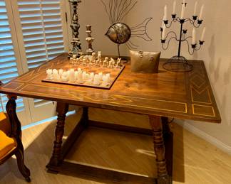 Inlaid table and decor