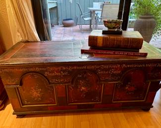 18th century German painted marriage chest