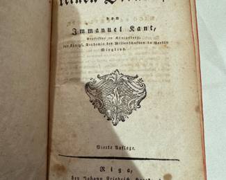 1794 edition Immanuel Kant's  Critique of Pure Reason.