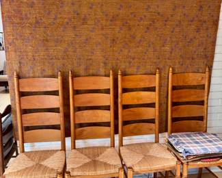 Set of four chairs and wall hanging
