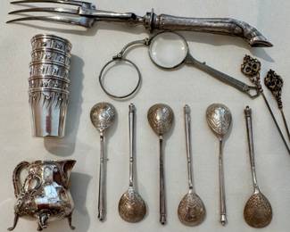 German and Swiss silver, Russian demitasse spoons