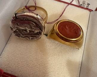 Greek coin ring, Roman intaglio