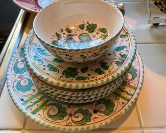 Full kitchen, barware, cookware, microwave, GE fridge, pottery, serving items, lots of flatware, lots of Italian Vietri pottery,
