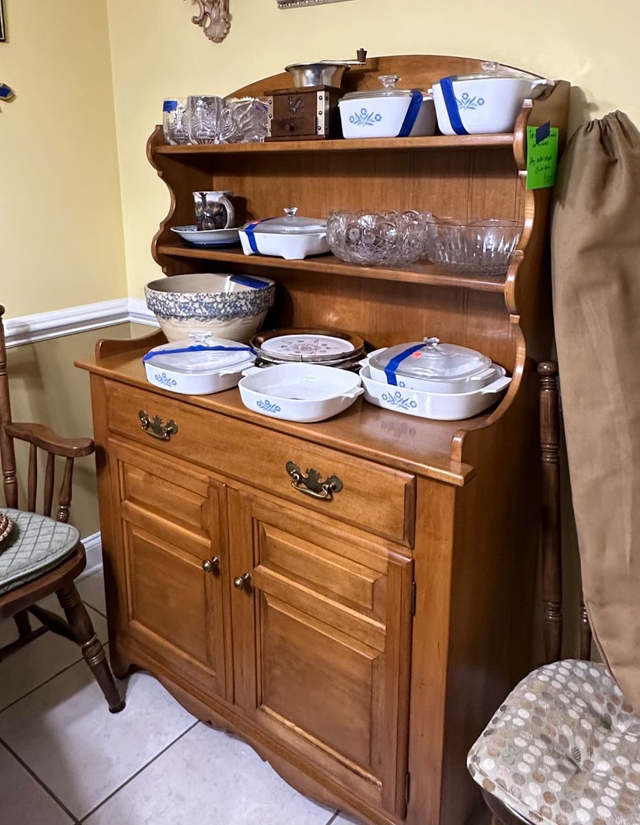 Corning ware
Vintage Keller maple china hutch